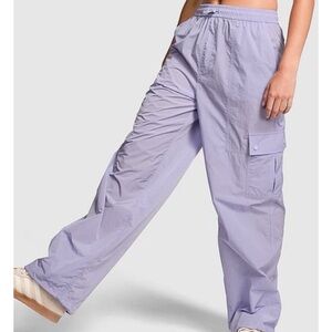 PINK Victoria's Secret Satin Parachute Cargo Pants Lavender